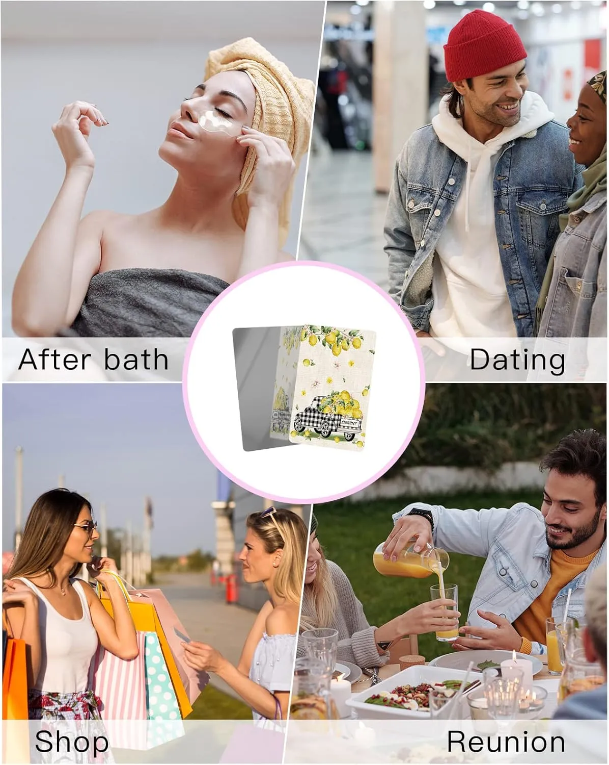Farmhouse Yellow Fruits Small Compact Mirror for Purse, Farmhouse Yellow Fruits Travel Makeup Mirror for Women Men, Rectangular Handheld Compact Pocket Mirror 2 PCS