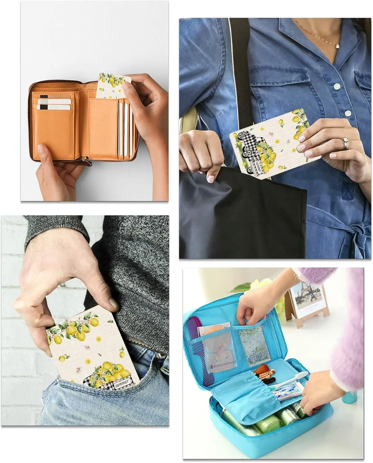 Farmhouse Yellow Fruits Small Compact Mirror for Purse, Farmhouse Yellow Fruits Travel Makeup Mirror for Women Men, Rectangular Handheld Compact Pocket Mirror 2 PCS