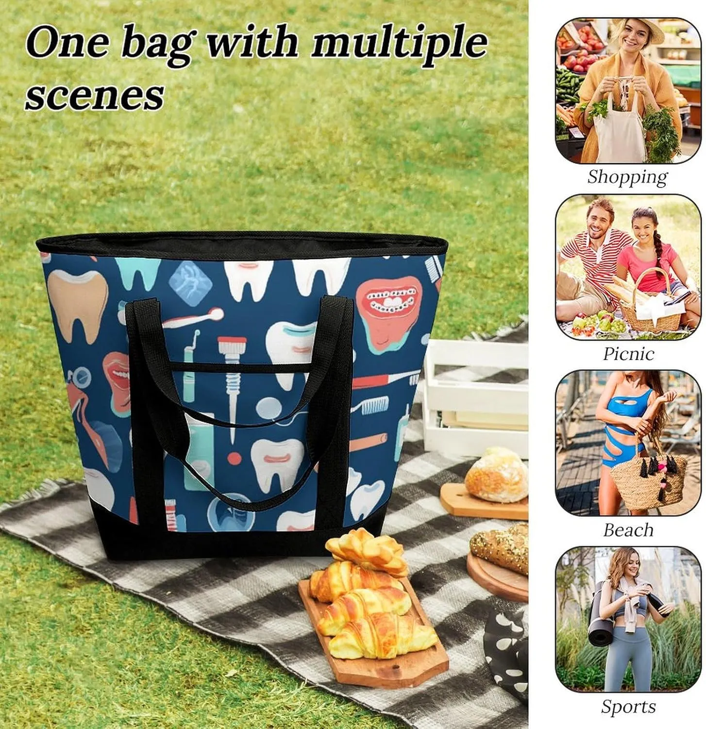 Fashionable Commuter Tote Bag Large Insulated Work Handbag