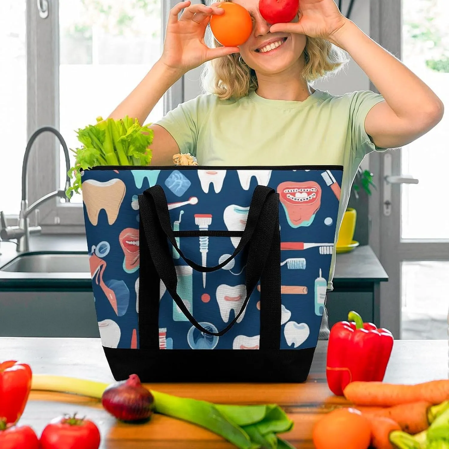 Fashionable Commuter Tote Bag Large Insulated Work Handbag