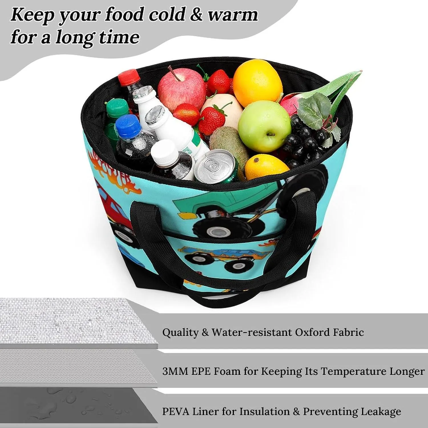 Fashionable Large Thermal Tote Bag Insulated Work/Commute Bag For Women & Men