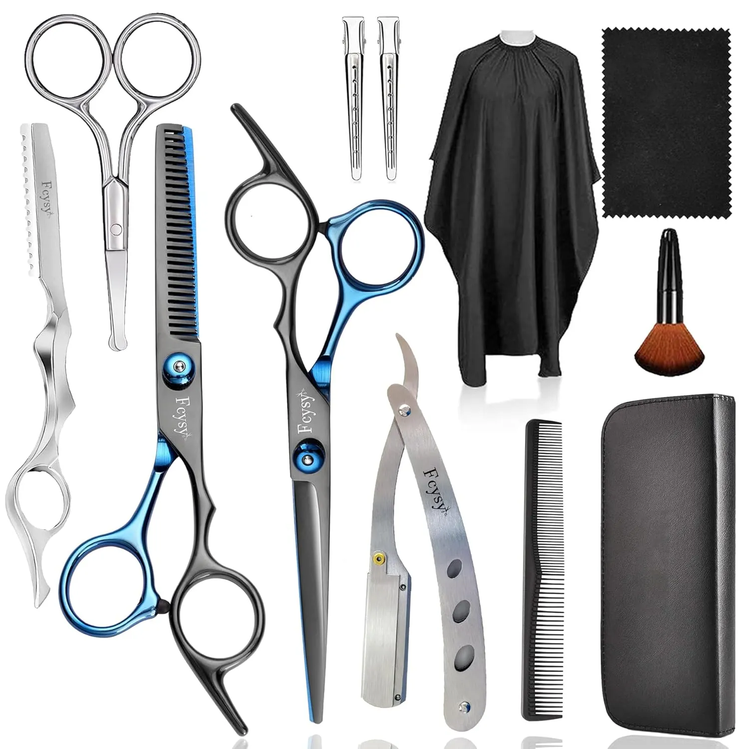 Fcysy Professional Barber Scissors Kit - Thinning Shears for Hair Cutting, Blending & Trimming, Wig Styling Scissors, Barber Accessories
