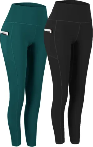 Fengbay 2 Pack High Waist Yoga Pants, Pocket Yoga Pants Tummy Control Workout Running 4 Way Stretch Yoga Leggings