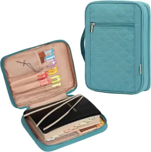 FINDCOZY Bible Cover for Women, Durable Carrying Book Case Church Bag for Biblical Accessories with Handle and Zippered Pocket, for Scriptures, Turquoise