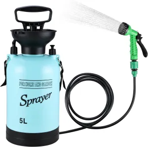 Finderomend Portable Shower for Camping with 7 Spray Modes, Hand Press Camping Shower with Removable Hose and Shower Head,Pressure Rinse Kits for Hiking Traveling Garden Beach Pet Shower