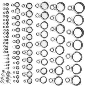 Fishing Rod Guide Ceramic Ring, Telescopic Stainless Steel Ceramic Surf Casting Rod Guides Tip Tops Repair Kit, Fishing Rod Eye Line Guide Ring