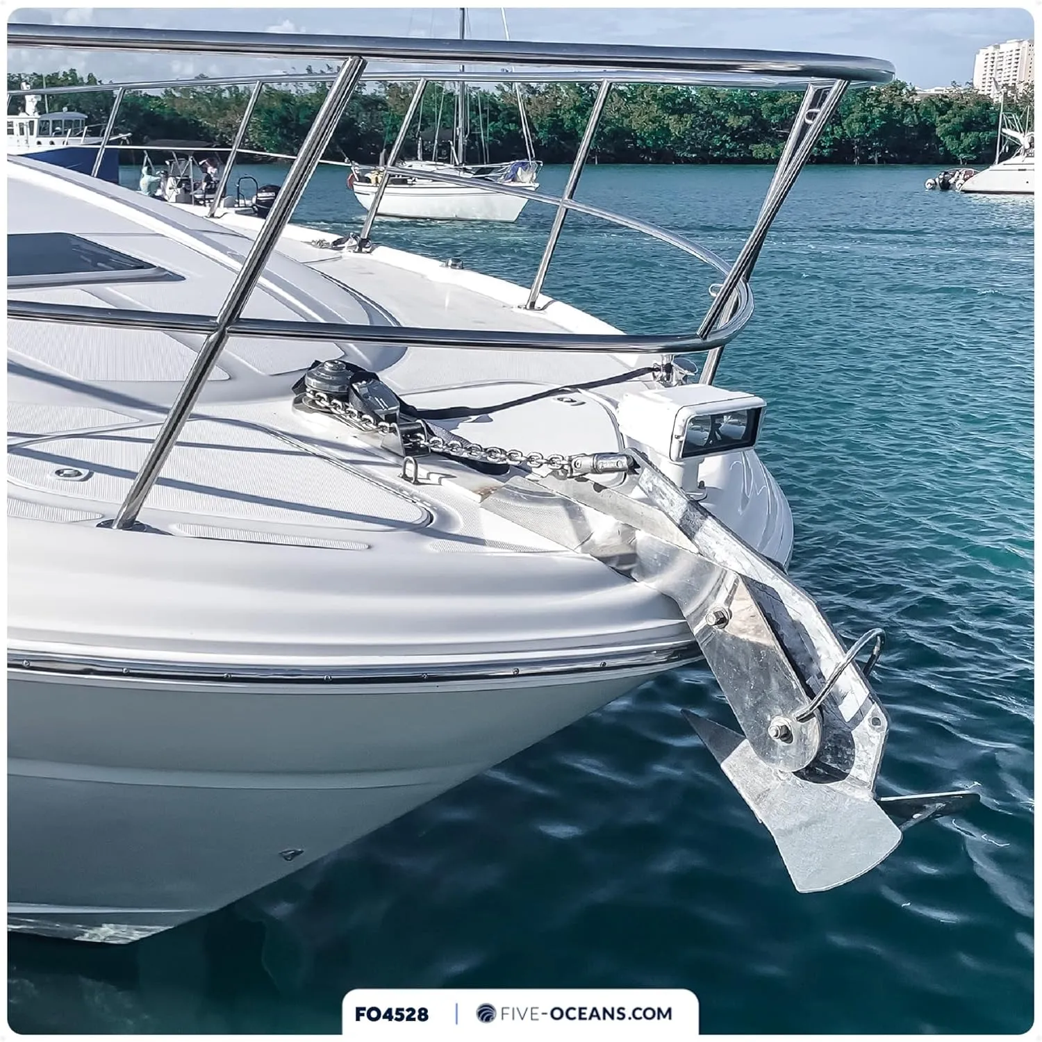 Five Oceans Windlass Anchor Rode, Hand-Spliced Anchor Rope and Chain Combination Kit, Nylon 3-Strand Rope, HT G4 Stainless Steel Chain for Boat Anchor System - Multiple Sizes