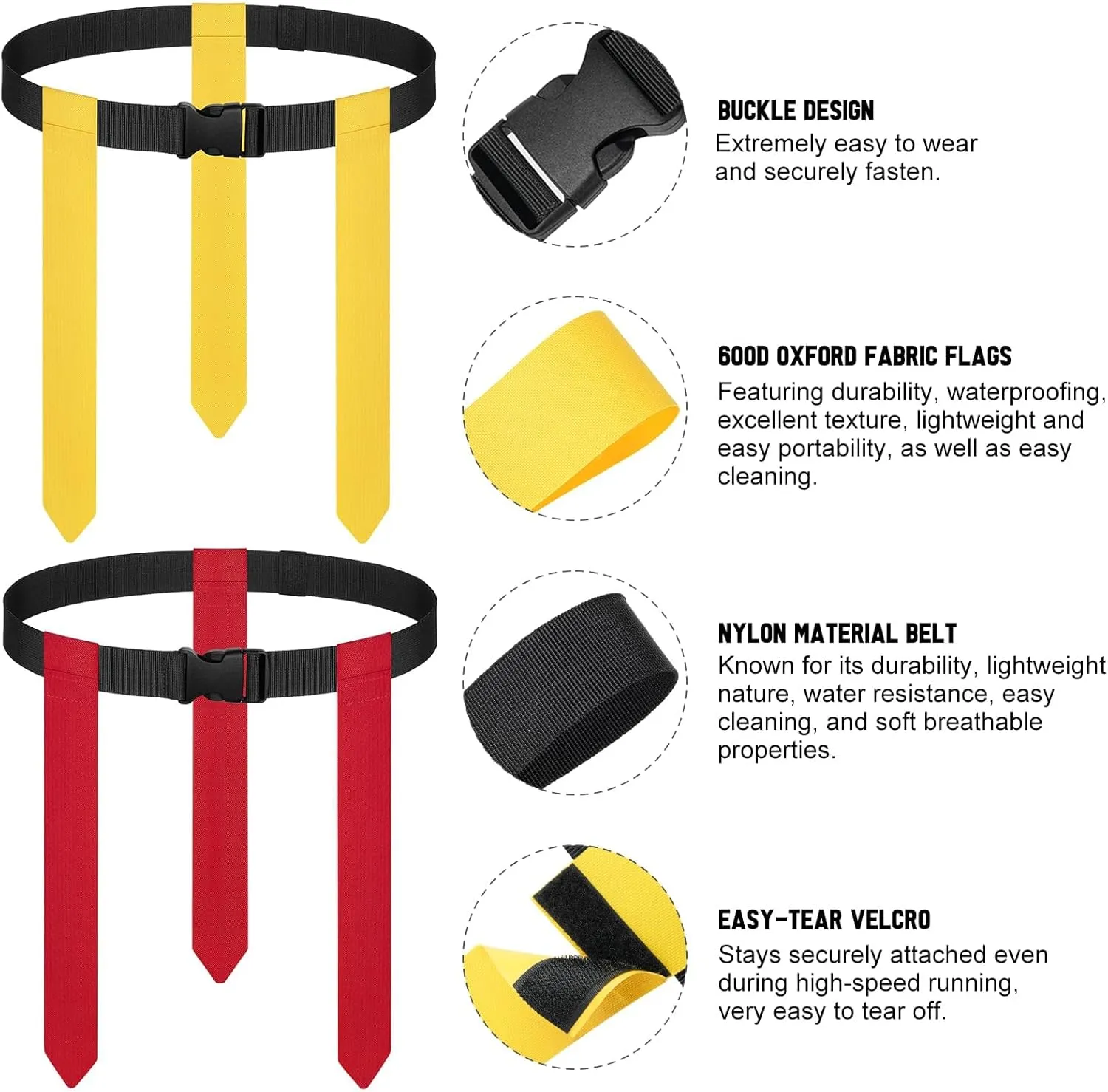 Flag Football Set - 14/20 Player Adjustable Belts with Cones, Football, Pump, Bag, for Youth and Adults Training