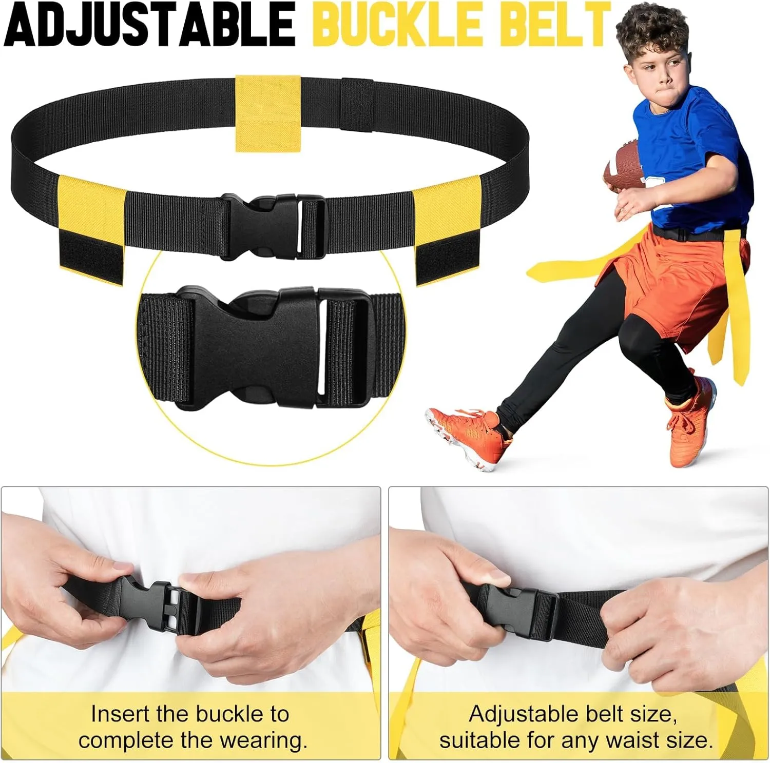 Flag Football Set - 14/20 Player Adjustable Belts with Cones, Football, Pump, Bag, for Youth and Adults Training
