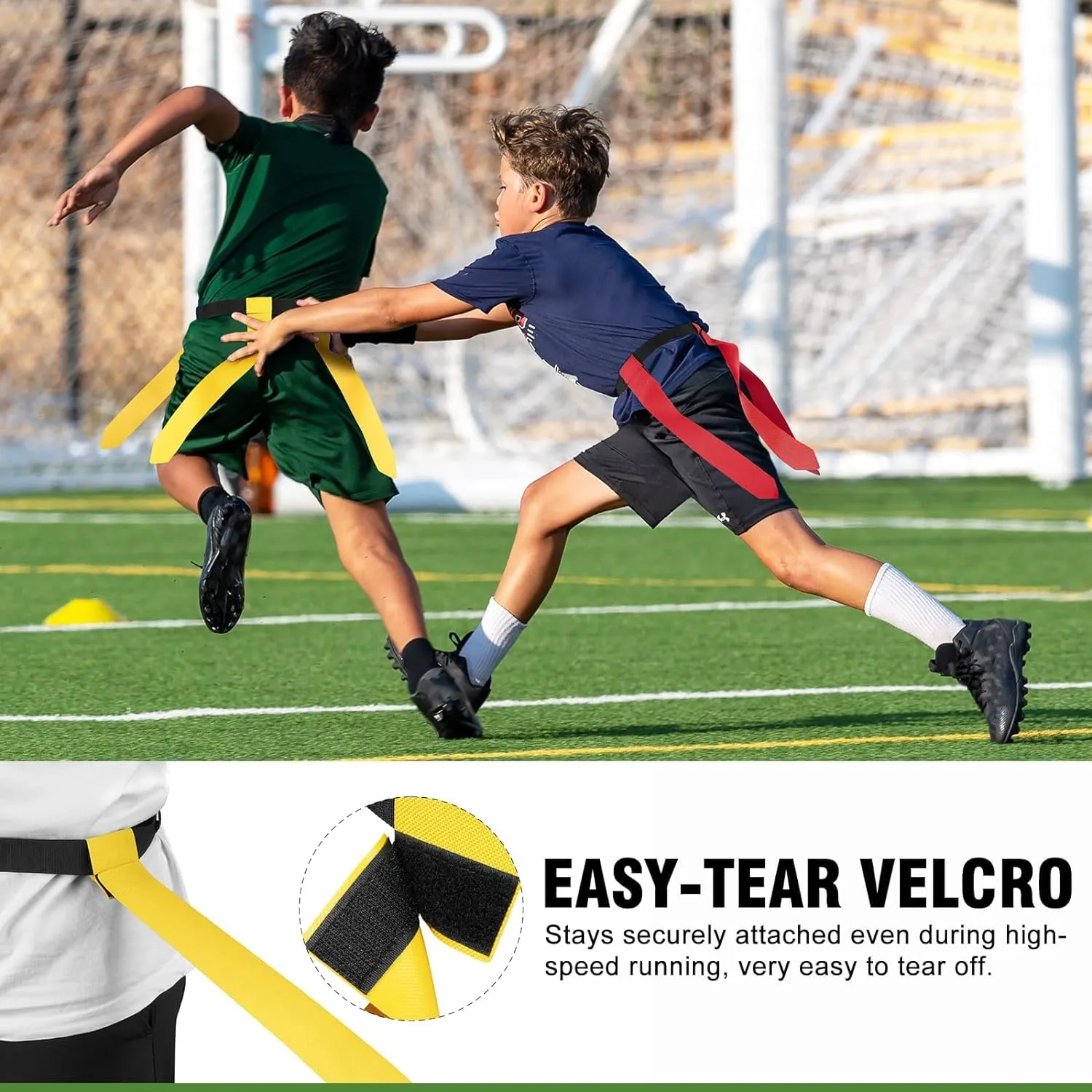 Flag Football Set - 14/20 Player Adjustable Belts with Cones, Football, Pump, Bag, for Youth and Adults Training