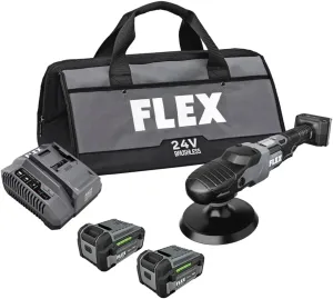 FLEX 24V Brushless Cordless Rotary Polisher Kit with (2) 5.0Ah Lithium Battery and 160W Fast Charger - FX3311-2C