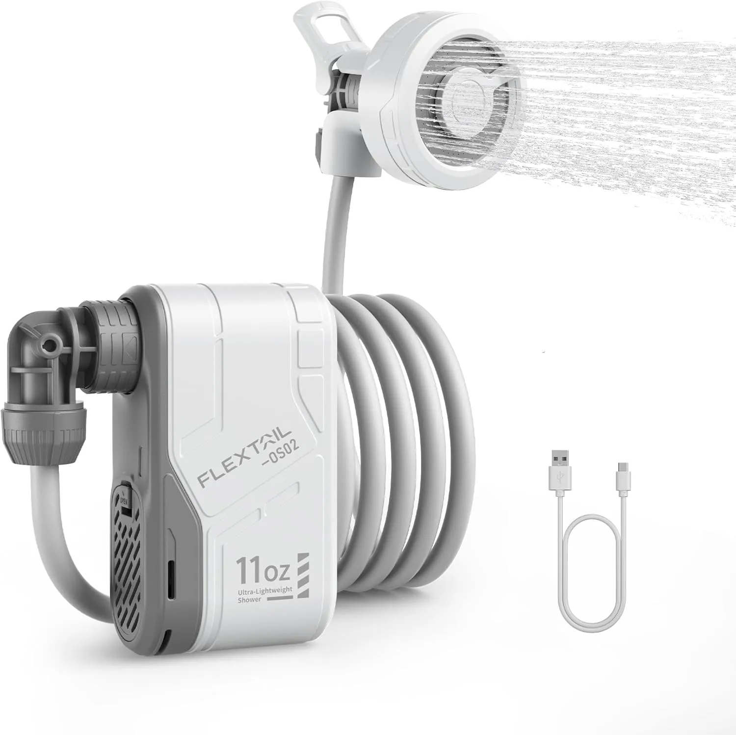 FLEXTAILGEAR MAX Shower Portable Shower for Camping, Rechargeable Outdoor Camping Shower, Portable Shower Pump with USB-C,Shower Pump for Hiking, Car wash, Pet Cleaning, Beach Vacations