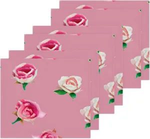 Flower Rose Watercolor Washcloths Towels, Highly Absorbent and Soft Cotton Face Cloths, 6 Pack Quick Dry Wash Cloths - 12 X 12 Inches