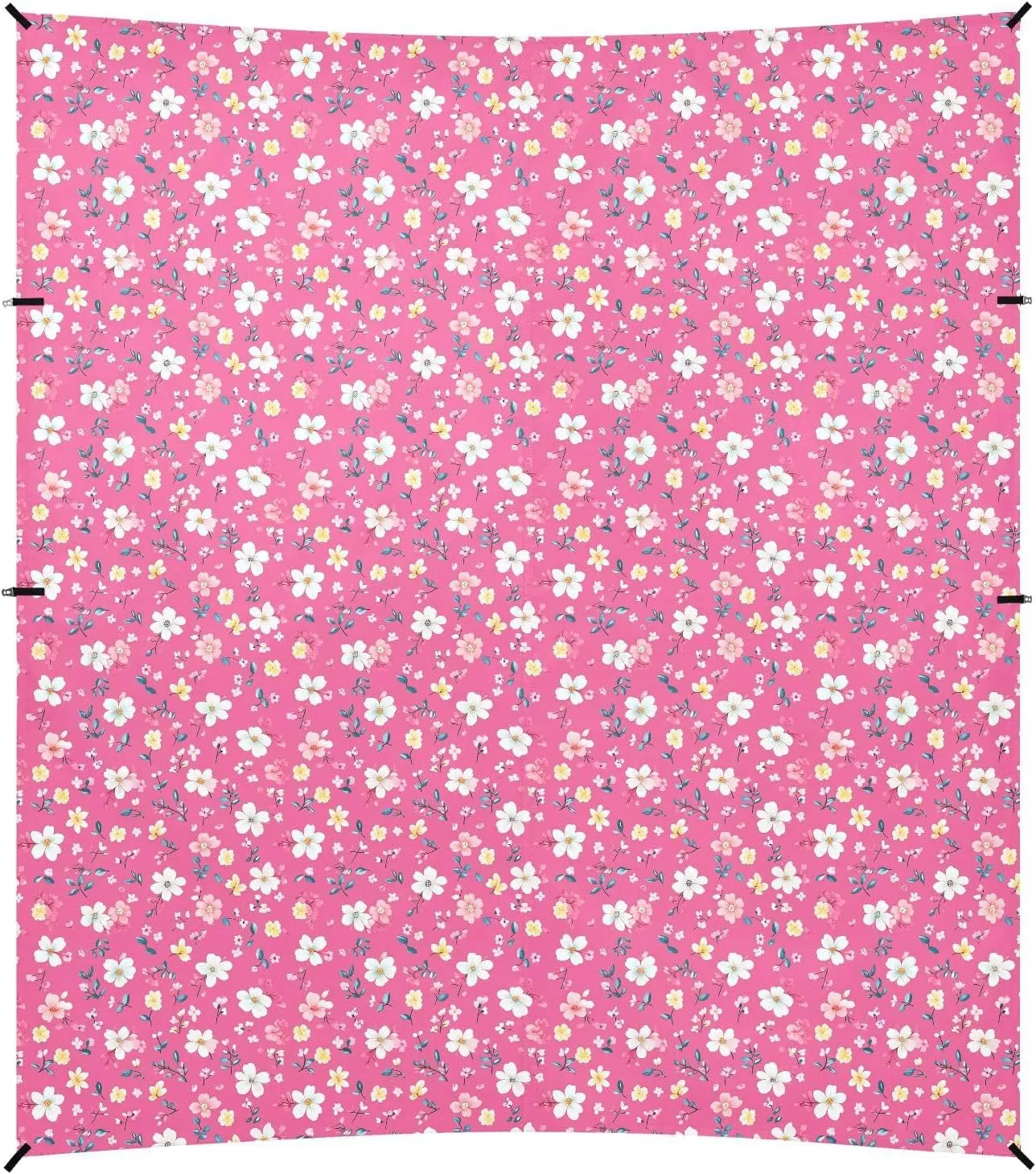 Flowers Peonies Carnation Peach Foldable Beach Canopy UPF50  Waterproof Large Sun Shelter with Sandbags & Sand Shovel for Family Travel
