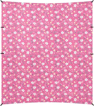 Flowers Peonies Carnation Peach Foldable Beach Canopy UPF50  Waterproof Large Sun Shelter with Sandbags & Sand Shovel for Family Travel