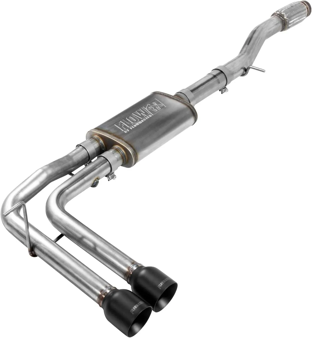 Flowmaster 717787 FlowFX Cat-Back Exhaust Kit Dual 2.5 Inch Stainless Steel 4 Inch Black Ceramic Tips Compatible with 2014-2019 Classic Body Chevy Silverado GMC Sierra 1500 Crew Double Cab 4.3L 5.3L