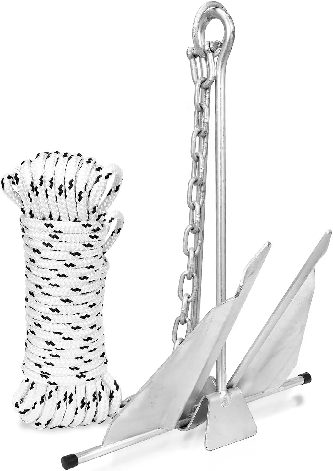 Fluke Anchor Kit Includes Anchor Chain and Boat Anchor Rope Set for Boats Pontoon, Deck, Fishing, and Sail from 12-25 FT