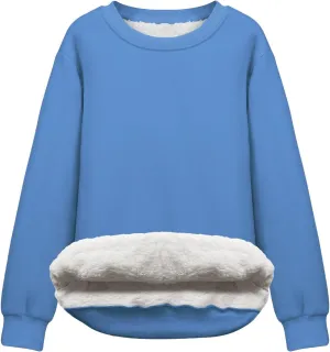 Flygo Women's Sherpa Lined Fleece Crewneck Pullover Sweatshirts Casual Winter Warm Sweatshirt