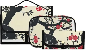 Foldable Hanging Travel Toiletry Organizer Set 3-Piece with Cosmetic Bag & Brush Holder - Dog (3)