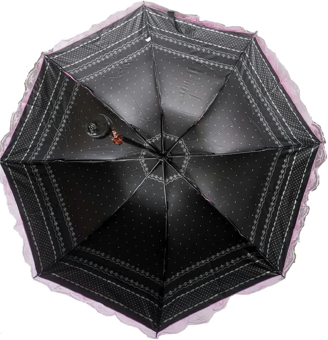Foldable Travel Umbrella Compact UV Resistance sunshade Princess Lace Parasol Umbrella Sun Umbrella for Women Girls