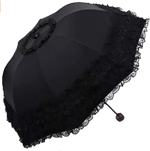 Foldable Travel Umbrella Compact UV Resistance sunshade Princess Lace Parasol Umbrella Sun Umbrella for Women Girls