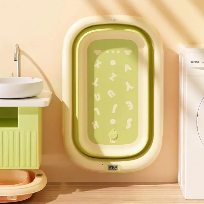 Folding Portable Newborn Bathtub Silicone Non-Slip Shower Bathtub Showering Supplies With Rubber Anti-Slip Pad For Bathroom