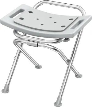 Folding Shower Chair Seat, 17.5" Stainless Steel Small Shower Chair for Inside Shower with Pad, 400lbs Portable Travel Shower Stool, Safety Anti-Slip Bath Chair for Seniors, Disabled, Gray
