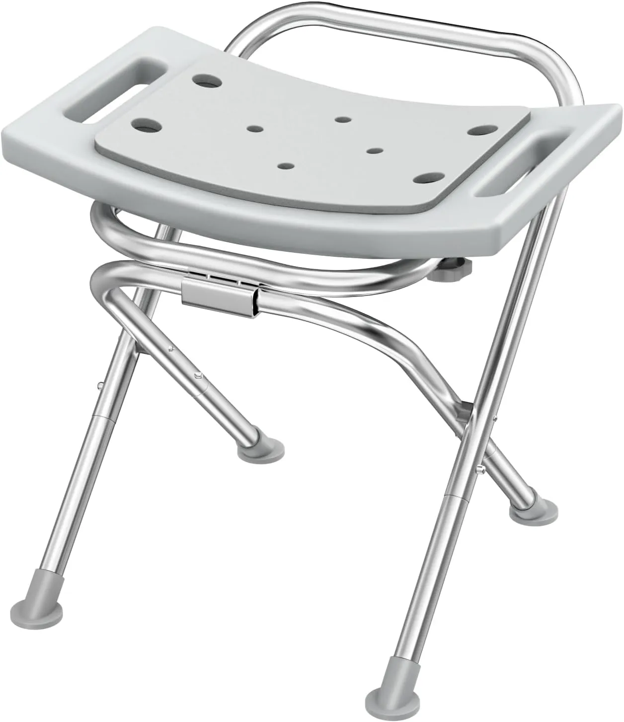 Folding Shower Chair Seat, 17.5" Stainless Steel Small Shower Chair for Inside Shower with Pad, 400lbs Portable Travel Shower Stool, Safety Anti-Slip Bath Chair for Seniors, Disabled, Gray