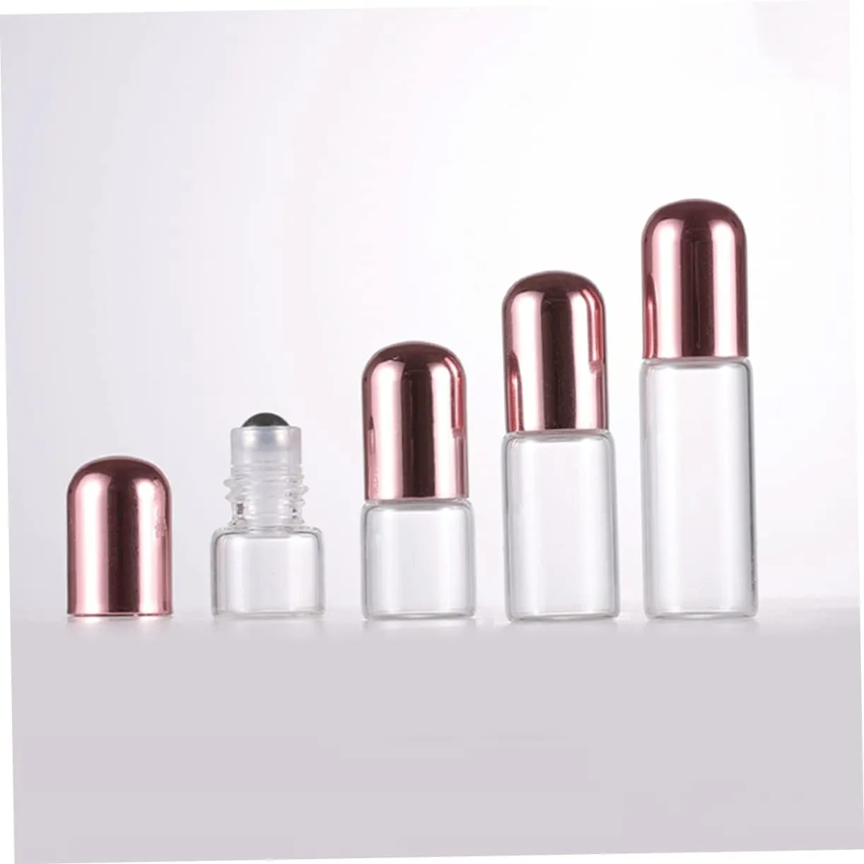 FRCOLOR 30pcs Refillable Glass Roller Bottles with Caps Leakproof Dispenser for Travel Portable Tiny Containers for Perfume and Oils
