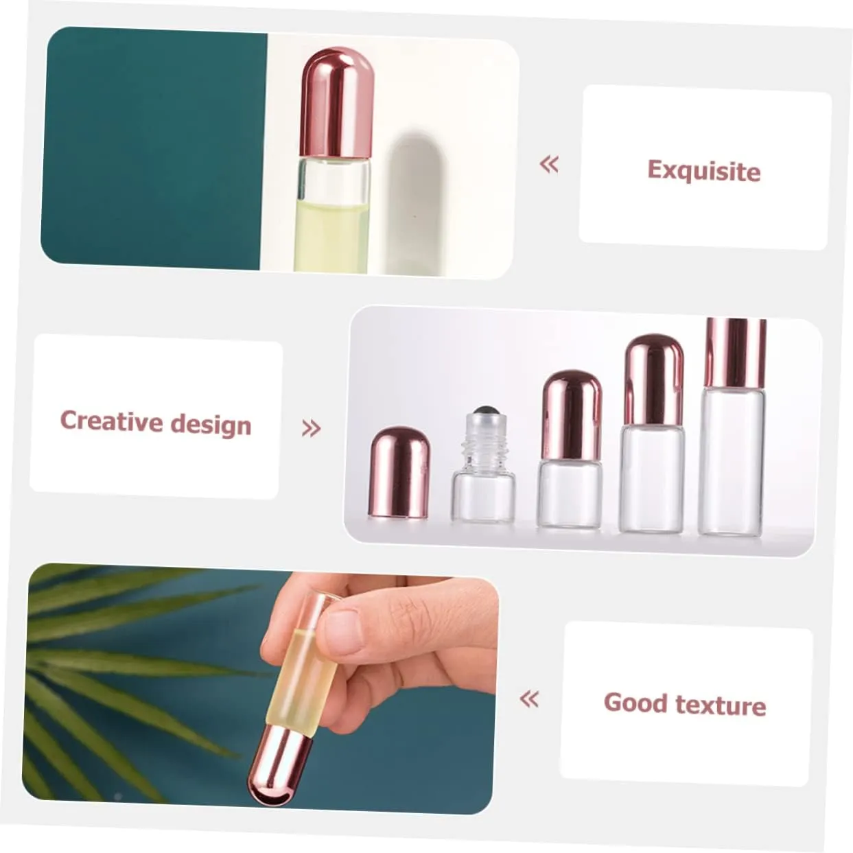 FRCOLOR 30pcs Refillable Glass Roller Bottles with Caps Leakproof Dispenser for Travel Portable Tiny Containers for Perfume and Oils