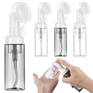 FRCOLOR 4Pcs Empty Facial Clear Foaming Bottle Mousse Foam Travel Foam Pump Bottle Pressure Type Cleansing Milk BeaterPlastic Refillable Lotion Shampoo Dispenser