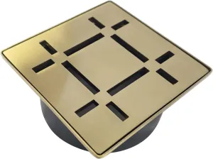FROSCH Shower Drain Grate Kit 4" Stainless Steel - Dash Design (Brushed Brass)
