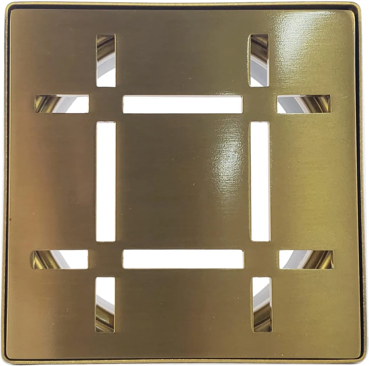 FROSCH Shower Drain Grate Kit 4" Stainless Steel - Dash Design (Brushed Brass)