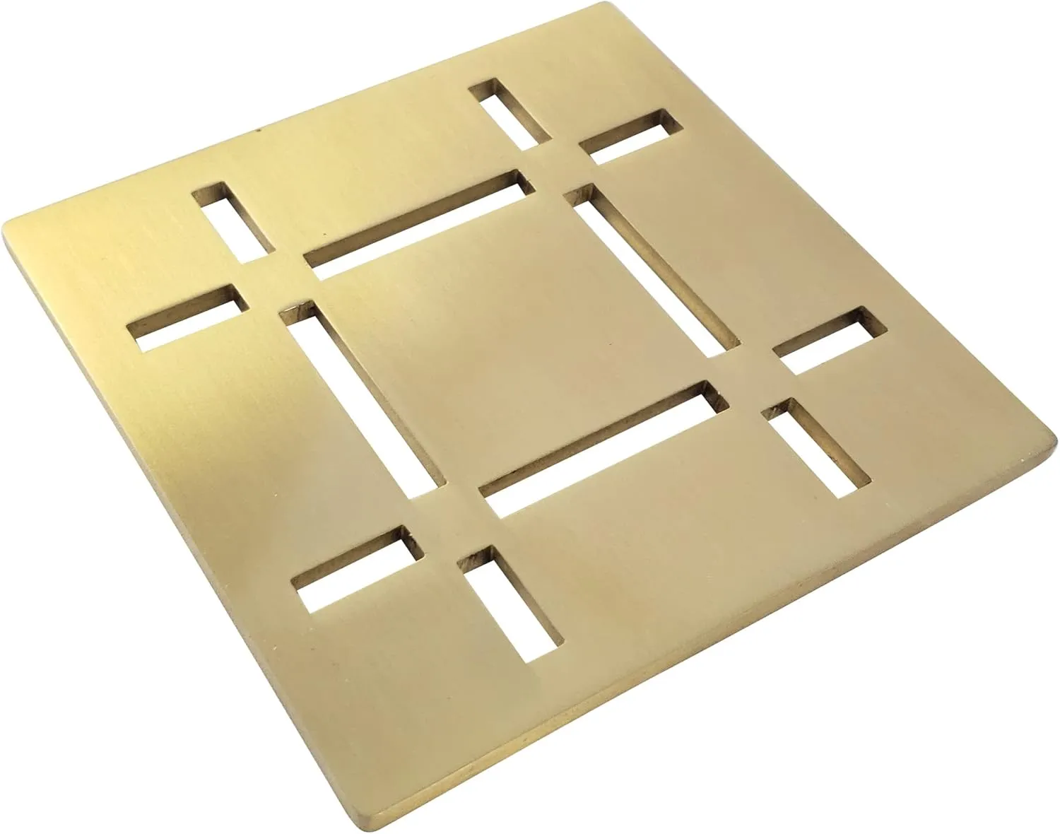 FROSCH Shower Drain Grate Kit 4" Stainless Steel - Dash Design (Brushed Brass)