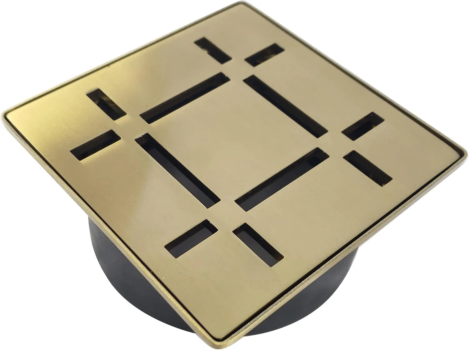 FROSCH Shower Drain Grate Kit 4" Stainless Steel - Dash Design (Brushed Brass)