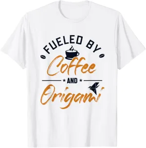 Fueled by Coffee and Origami Owl Paper Crane Folding Origami T-Shirt