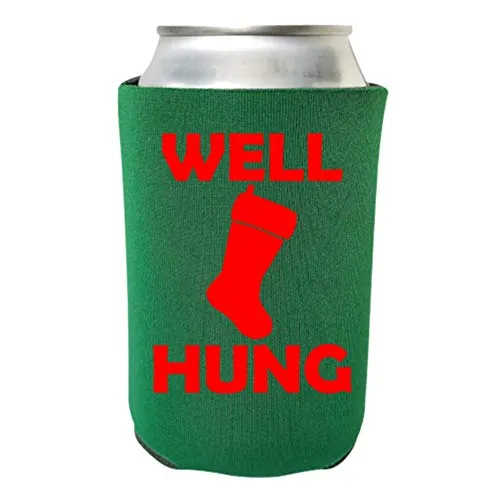 Funny Christmas Can Coolie - Well Hung Can Cooler - Christmas Holiday Alcohol Gift