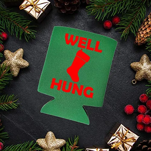 Funny Christmas Can Coolie - Well Hung Can Cooler - Christmas Holiday Alcohol Gift