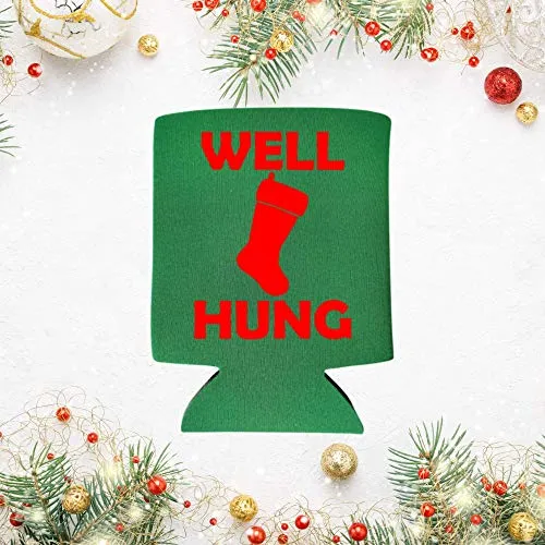 Funny Christmas Can Coolie - Well Hung Can Cooler - Christmas Holiday Alcohol Gift