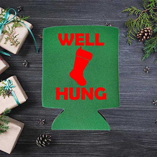 Funny Christmas Can Coolie - Well Hung Can Cooler - Christmas Holiday Alcohol Gift