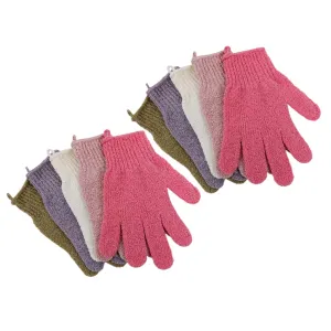 GALPADA 5pairs Double-sided Thickened Shower Gloves Exfoliating Body Scrub Mitts Machine Washable Quick Dry Fits for Men Women and Boys and Girls