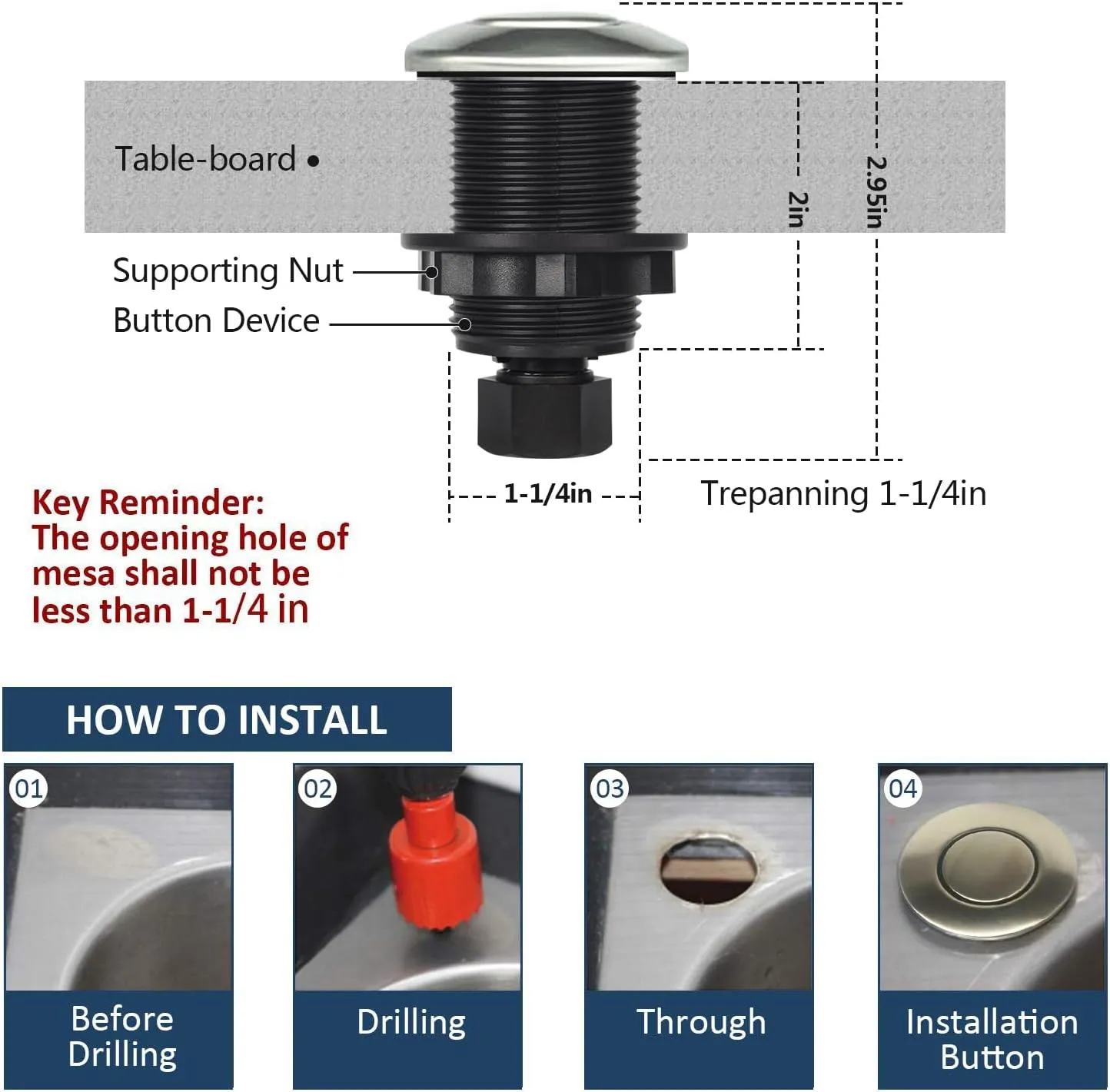 Garbage Disposal Air Switch Kit Dual Outlet Sink Top Waste Disposal Stainless Steel Brushed Nickel On/Off Air Button Food and Waste Disposals Part by Etoolcity