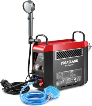 GASLAND Goshower Portable Hot Water Heater & Shower Pump | 4000 mAh Lithium-ion Battery | 1.5 Hr Fast Charging | 1 lb Propane Shower Heater for Camping, Cabin, RV, Off Grid Living, G3 Max