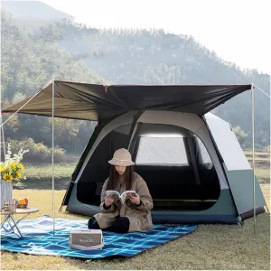 GeRRiT Tents for Camping 8 Person Tent Cabin Tent, Automatic Instant Setup Pop Up Instant Tent with Sun Shelter, Pop Up Tent with Moisture-Proof Mat, Easy Setup with Large Mesh for Ventilation