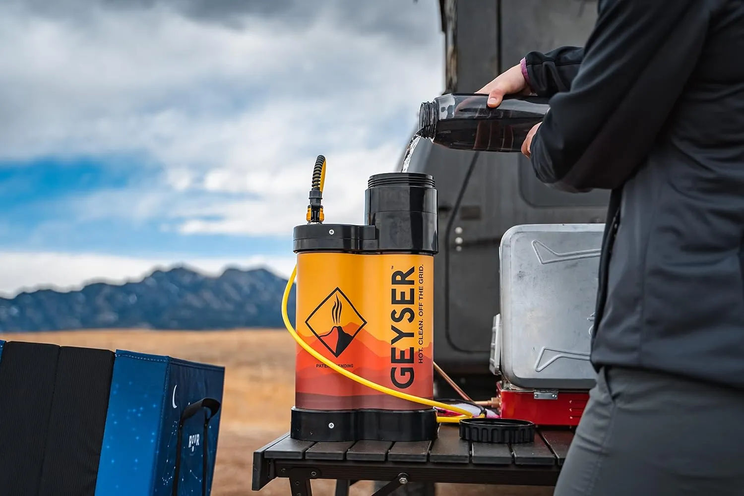 Geyser System Portable Shower & Cleaning Kit with Optional Electric Heater for Camping, Overlanding, & Outdoor Recreation