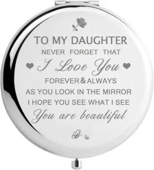 Gifts from Mom,to My Daughter,Gifts for Daughter,Gifts for Women Who Have Everything Personalized Compact Mirror (Love My Daughter)