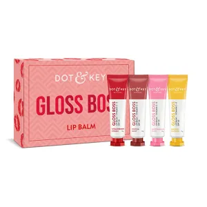 Gloss Boss SPF 30 Vitamin C E 4-in-1 Lip Balm Kit for Dry, Dark Lips, 100% Vegan Strawberry Crush| Cocoa Mint|Mango Passion|Watermelon Rush