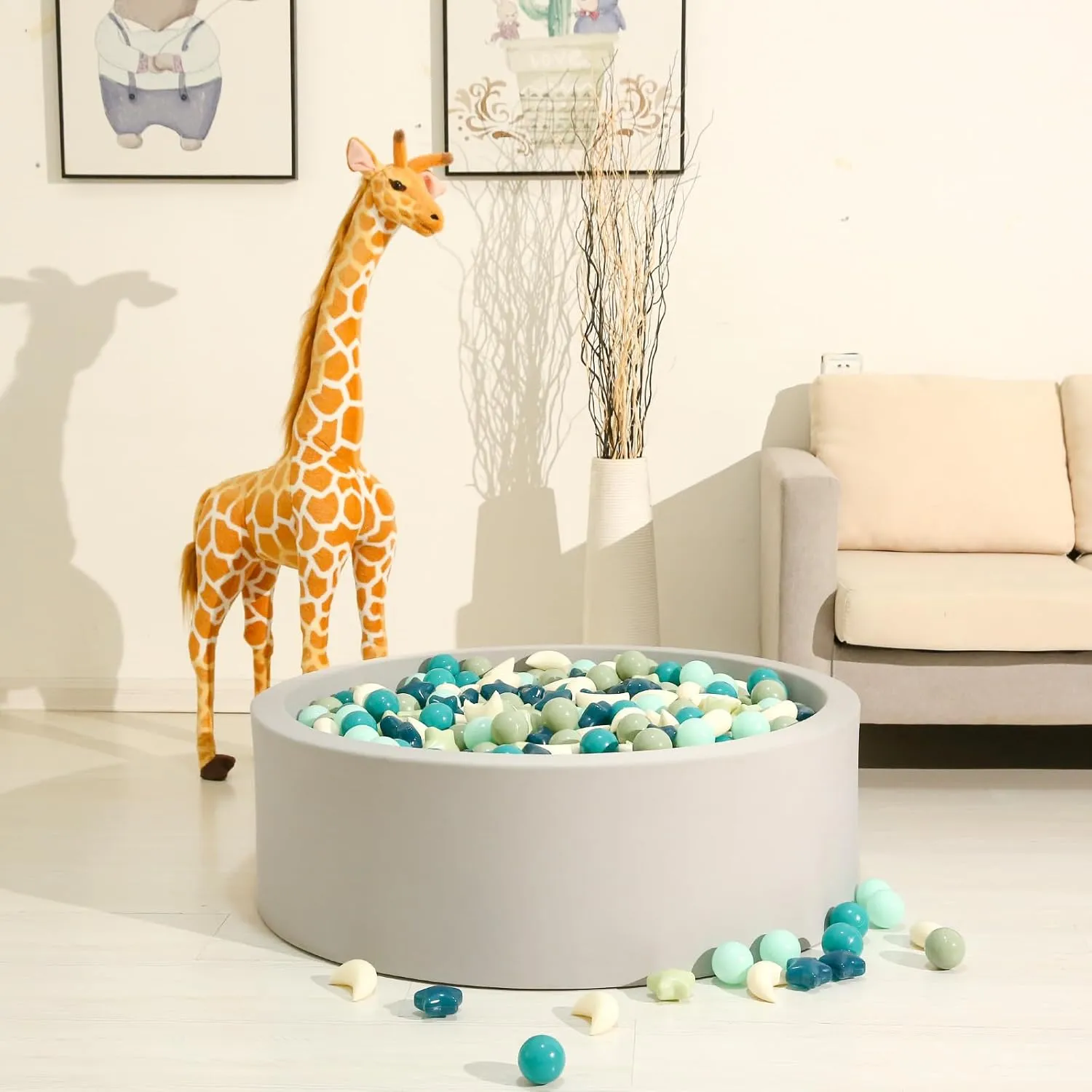 GOGOSO Ball Pit Balls Stars Moon Shapes Plastic Pitballs for Toddler Play Tent Baby Photo Props Kids Pool Water Toys Kiddie Pool Party Decor,Green, 100pcs