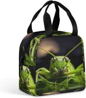Grasshopper on Grass Lunch Bag Reusable Lunch Box Insulated Keep Warm Bento Box for Women/Men Work Ravel