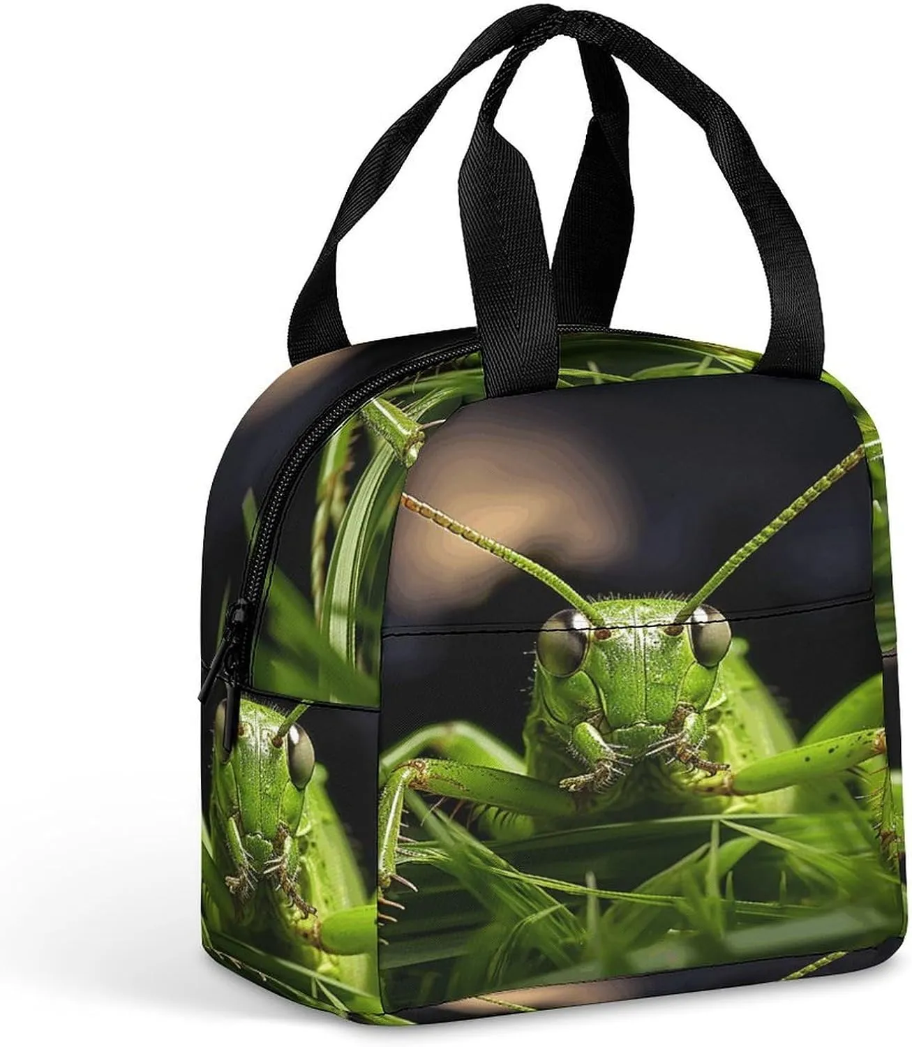 Grasshopper on Grass Lunch Bag Reusable Lunch Box Insulated Keep Warm Bento Box for Women/Men Work Ravel